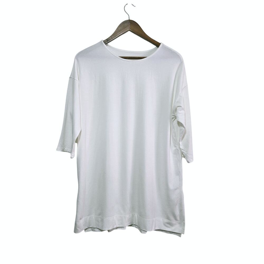 J. Jill Luxe Supima Tunic Top Women's Size M Ballet Sleeve White NWT Minimalist - Picture 2 of 10